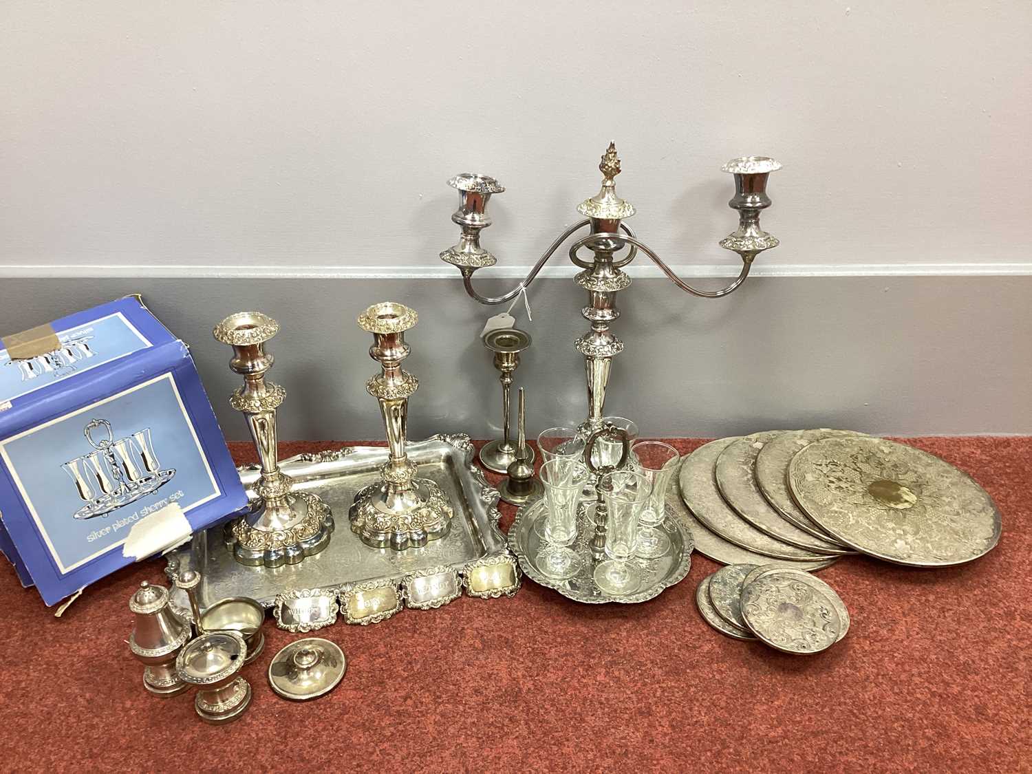Lot 35 - A Barker Ellis Pated Twin Branch Candelabrum,...