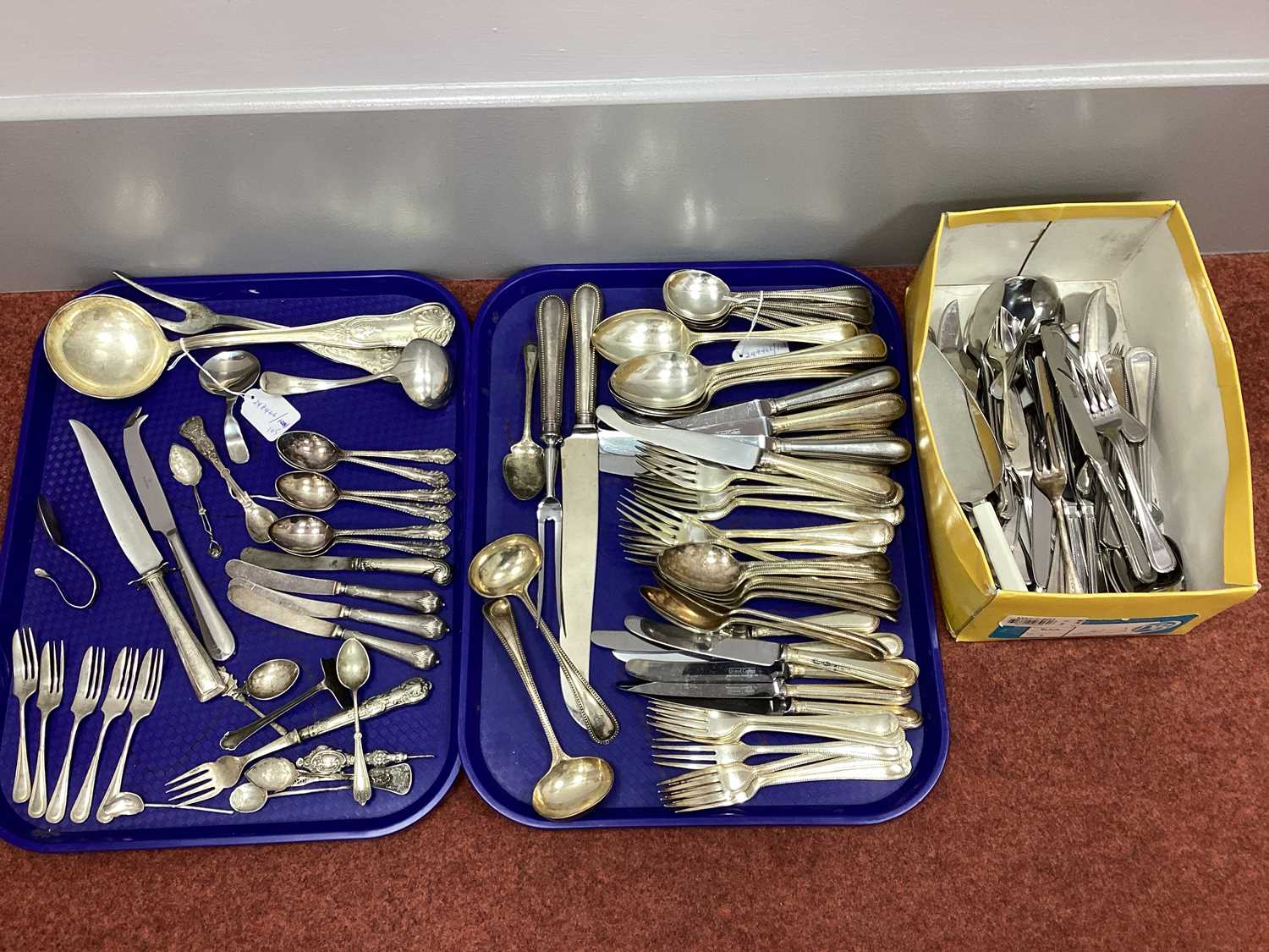 Lot 14 - Bead Pattern Part Canteen of Plated Cutlery,...