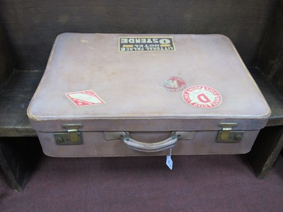 Lot 1547 - A Large Vintage Leather Suitcase, with some...
