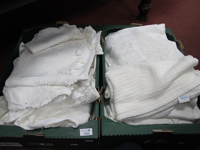 Lot 1354 - Two boxes of assorted Linen to include mainly...