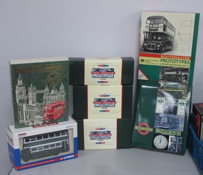 Lot 445 - Eleven Diecast Model Buses by Corgi, EFE,...