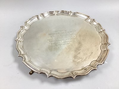 Lot 27 - A Chester Hallmarked Silver Salver, HEB FEB,...