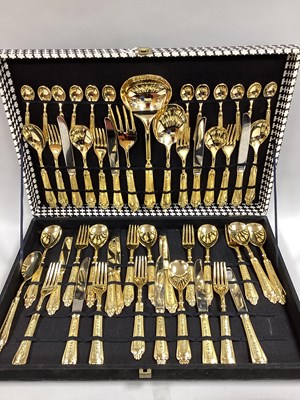 Lot 55 - LBL Italian Twelve Setting Gilt Metal Canteen...