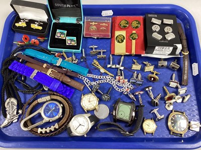 Lot 19 - A Selection of Modern Cufflinks, watch heads,...