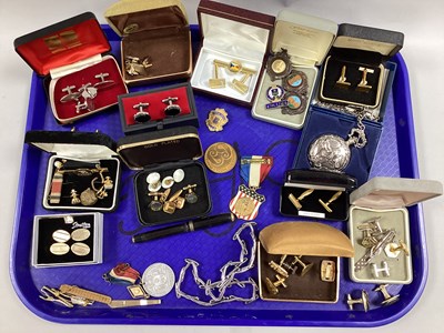 Lot 7 - Assorted Cufflinks, sleeve bands, sporting...