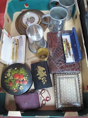 Lot 1006 - Pewter Tankards, Parker pen reptile skin hand...