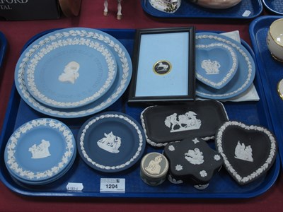 Lot 1204 - Wedgwood Jasperware Plaques and Trinkets,...