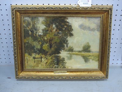 Lot 1557 - PERCY HIPKIN (1912-1995) *ARR, A River Scene,...