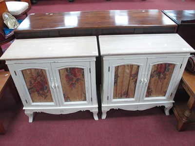 Lot 1592 - A Pair of White Painted Shabby Chic Cabinets,...
