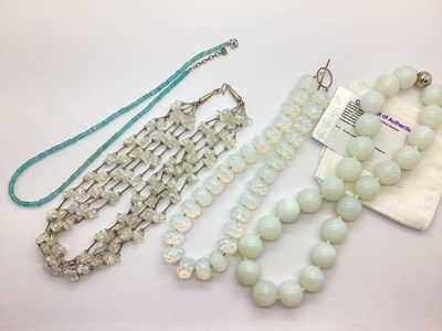 Lot 173 - A Modern TGGC Sky Blue Apatite Bead Necklace,...