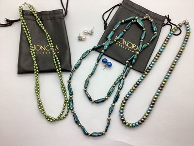 Lot 5 - Honora; A "925" Clasped Green Multi-Strand...
