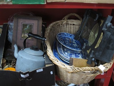 Lot 1017 - Blue & White Meat Plates, Hero wall clock,...