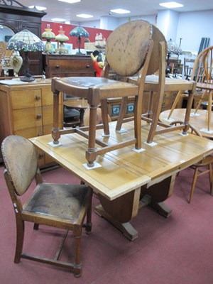 Lot 1579 - 1920's Oak Drawleaf Table, together with four...