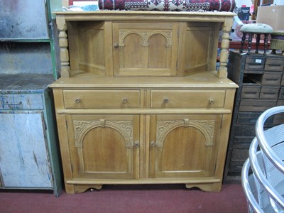Lot 1541 - Light Oak Court Cupboard, top with a single...