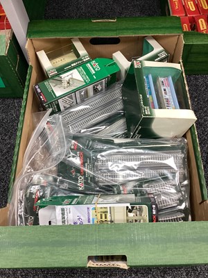 Lot 74 - Kato N gauge trackside buildings and track,...