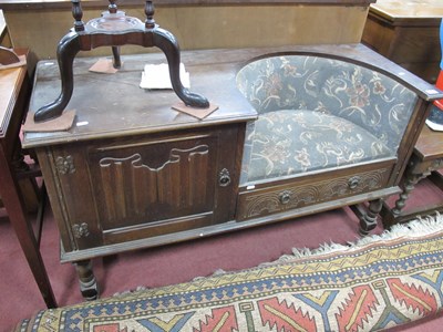Lot 1552 - Oak Telephone Table, with upholstered seat,...