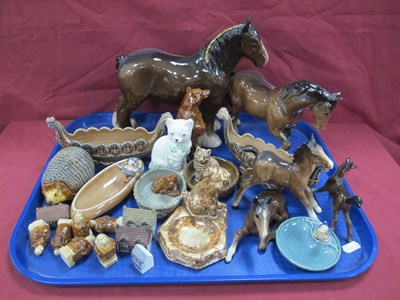 Lot 1170 - Belleek Cat, stoneware puppy ashtray, Wade,...