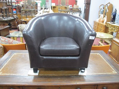 Lot 1612 - Small Childs Brown Leather Easy Chair, 51cm wide.