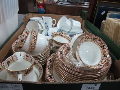 Lot 1059 - Edwardian Diamond China Tea Service, of thirty-...
