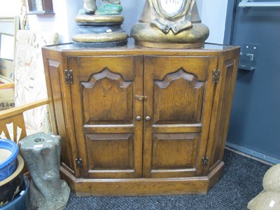 Lot 1569 - Oak Corner Cupboard, with a glass top, twin...