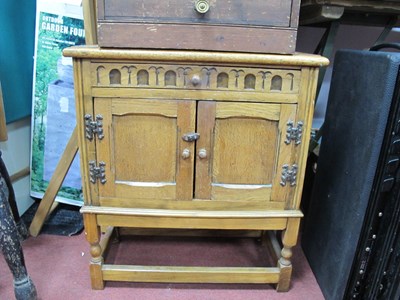 Lot 1588 - Small Oak Cabinet, top drawer, with knurled...