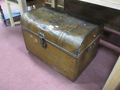 Lot 1612 - XIX Century Tin Travelling Trunk, 60cm wide.