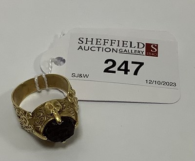 Lot 247 - An Antique Style Seal Top Ring, oval claw set,...
