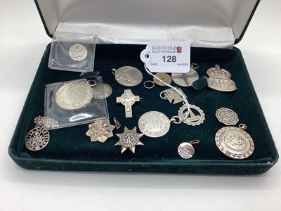 Lot 128 - Hallmarked Silver and Other Medallion Pendants,...