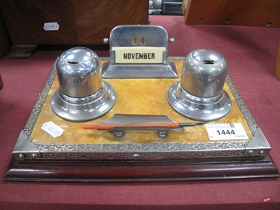 Lot 1444 - Art Deco Standish with Chrome Inkwells, pen...