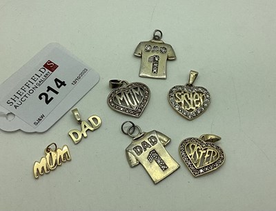 Lot 214 - A Collection of "925" gilt coloured pendants...