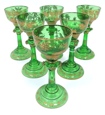 Lot 1030 - A Set of Six Early XX Century Bohemian Green...