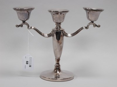 Lot 68 - A Hallmarked Silver Twin Branch Candelabrum,...