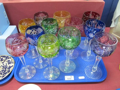 Lot 1232 - Two Sets Each of Six Hock Glasses, with...