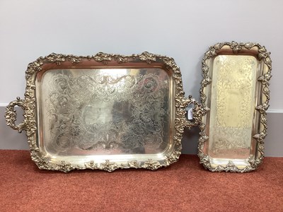 Lot 106 - A Large Heavy Rectangular Twin Handled Plated...