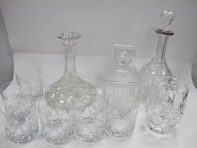 Lot 1245 - Three Decanters, jug, six Whisky glasses:- One...