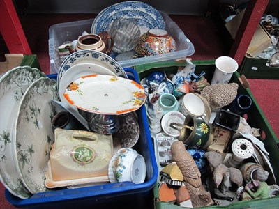 Lot 1059 - Blue and White Pottery Dinnerware, ornaments,...
