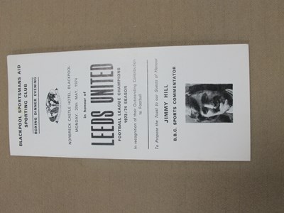 Lot 670 - Leeds United 1973-4, Menu and Boxing Evening...