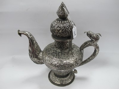 Lot 1373 - Islamic White Metal Teapot, with serpent...