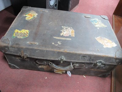 Lot 1190 - Leather Suitcase, bearing luggage labels,...