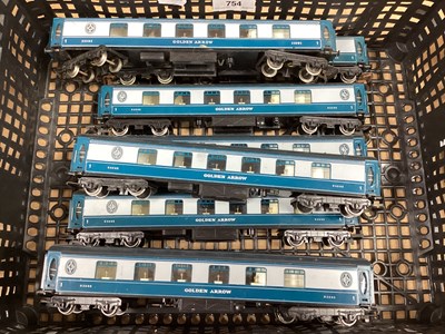 Lot 656 - Eight OO gauge Hornby Golden Arrow coaches,...