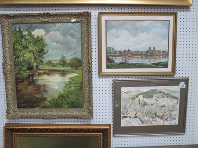 Lot 1530 - Wilfred Ebbs, oil on board of a River Scene,...
