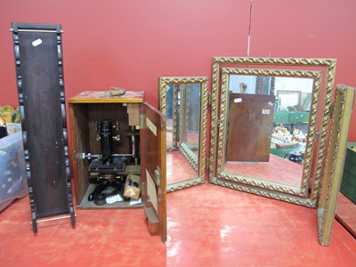 Lot 1506 - Gilt Folding Dressing Mirror. Oriental stand....
