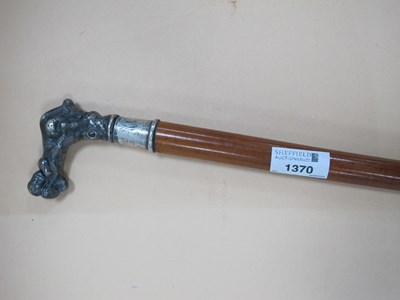 Lot 1370 - Walking Stick, with a white metal collar and...