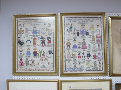 Lot 1567 - A Pair of Late XX Century Woolwork Samplers,...
