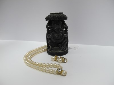 Lot 1346 - Carved Pearl Necklace, Ebonized Indian Figure...