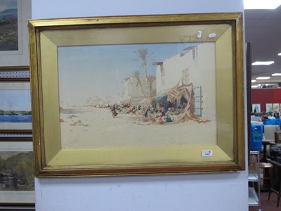 Lot 1562 - A. Lamplough, Busy Middle Eastern Bazaar Scene,...