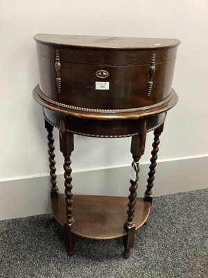 Lot 189 - A Decorative Demi Lune Oak Table Canteen, with...