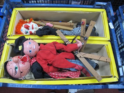 Lot 1457 - Three Pelam Puppets, clown, witch, Russian...