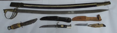 Lot 300 - Bowie Knife; 12 cm blade, stag handle, brass...