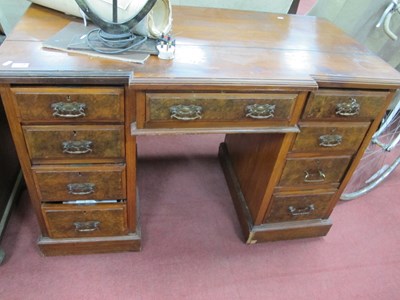 Lot 1594 - Early XX Century Walnut Breakfronted Kneehole...